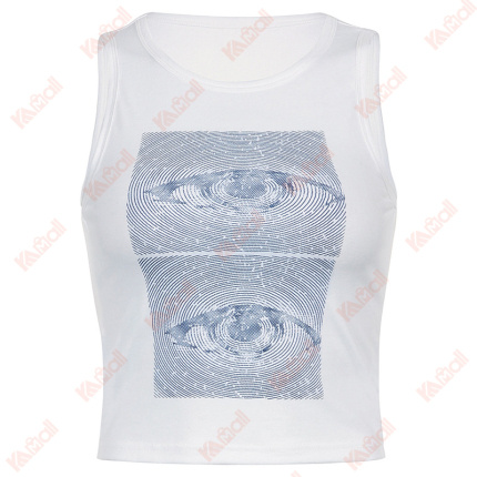 white chemical fiber blend tank top
